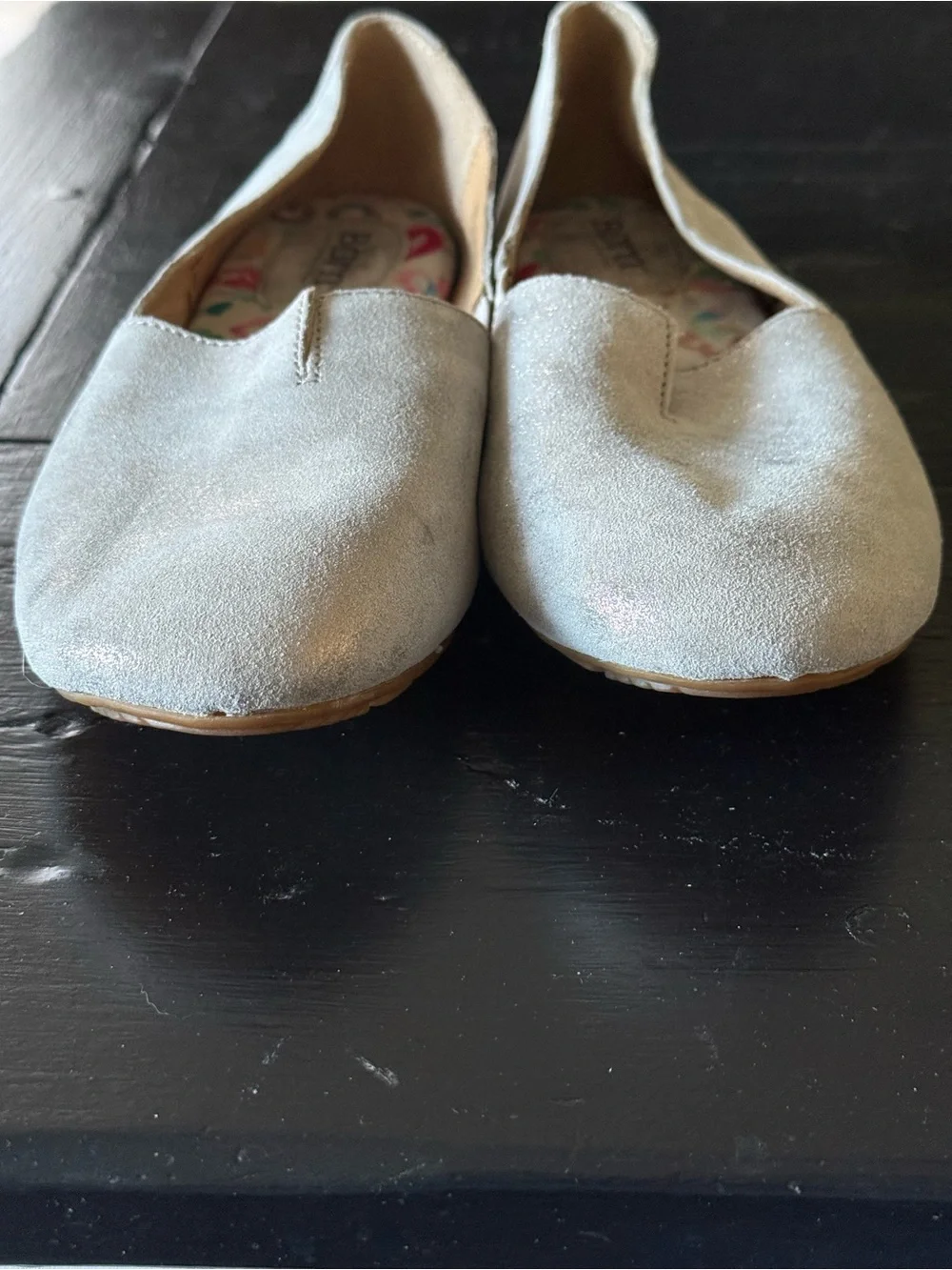 Born Silver Metallic Suede Genuine Leather Loafers